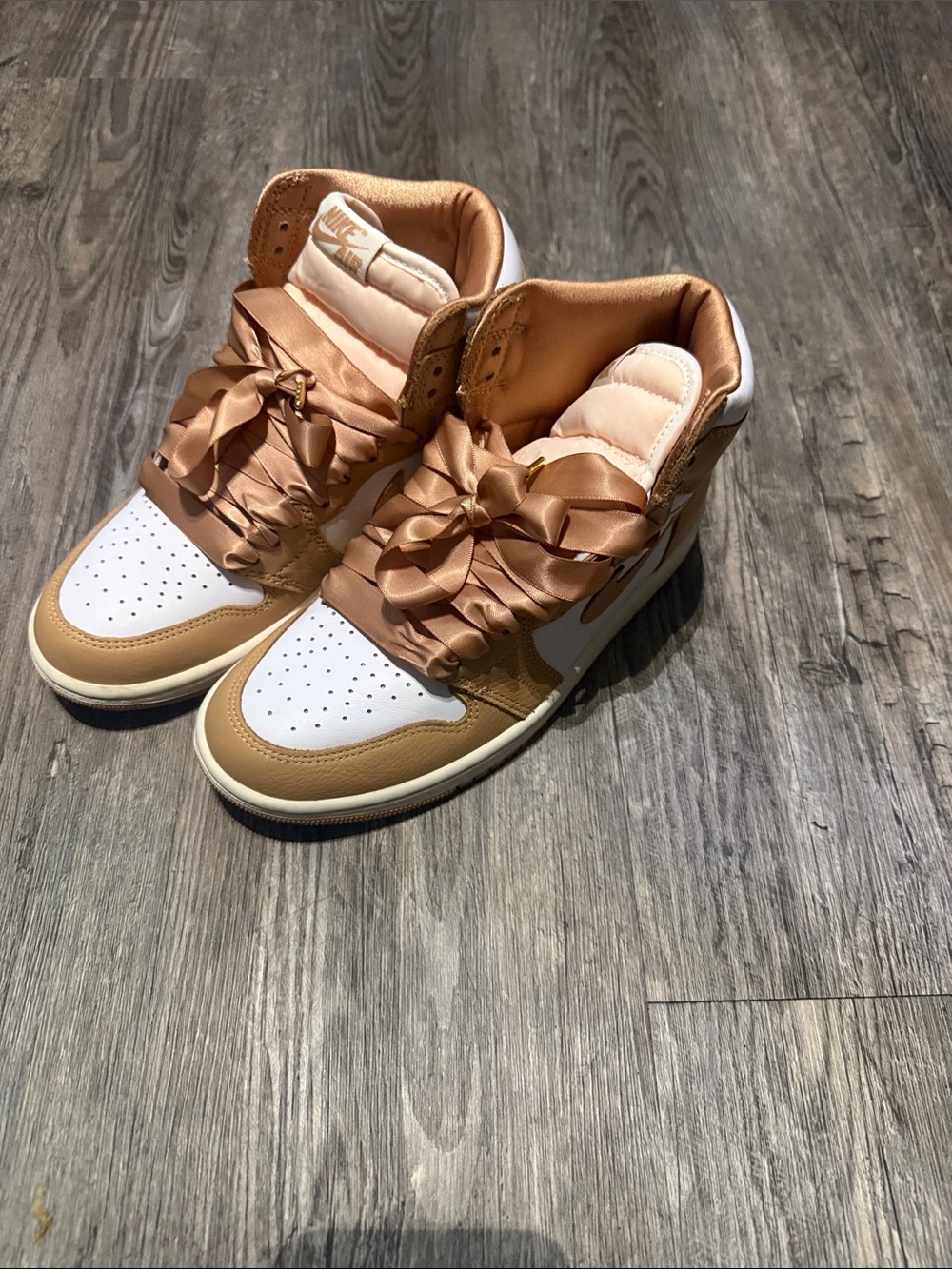 Jordan Women’s High-Top Sneakers in White and Tan